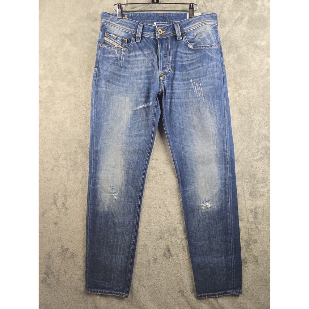 Diesel Larkee-T Jeans Men 33x32 Blue Regular Straight Leg Button Fly Denim 0074F